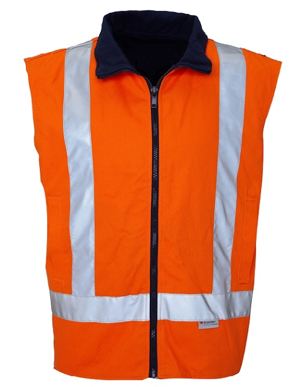 Picture of Ritemate Workwear-RM7654R-Drill Reversible Vest with 3M 8910 Reflective Tape