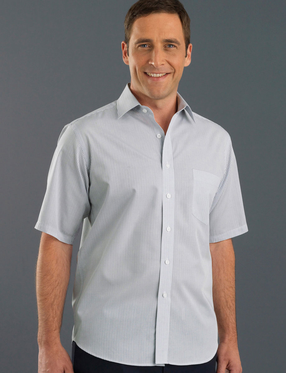 Uniform Australia-John Kevin Uniforms-425 Grey-Mens Short Sleeve Mini ...