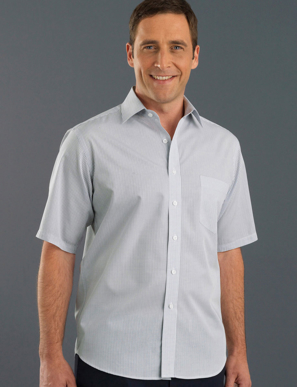 Picture of John Kevin Uniforms-425 Grey-Mens Short Sleeve Mini Check