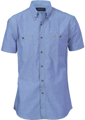 Picture of DNC Workwear-4101-Cotton Chambray Shirt , Twin Pocket - Short Sleeve
