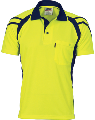 Picture of DNC Workwear-3979-Cool Breathe Stripe Panel Polo Shirt - Short Sleeve