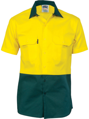 Picture of DNC Workwear Hi Vis Cotton Drill Short Sleeve Shirt (3831)