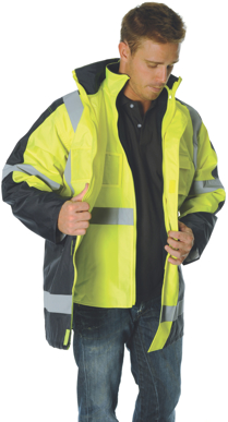 Picture of DNC Workwear-3998-HiVis Cross Back 2 Tone Day/Night “6 in 1” Contrast Jacket