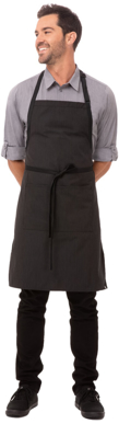 Picture of Chef Works-AB012-Bib Apron With Contrasting Ties- Pinstripe