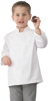 Picture of Chef Works-CWBJ-WHT-Kids Chef Jacket- White