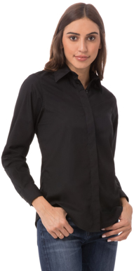 Picture of Chef Works-W150-BLK-Basic Dress Shirt- Black