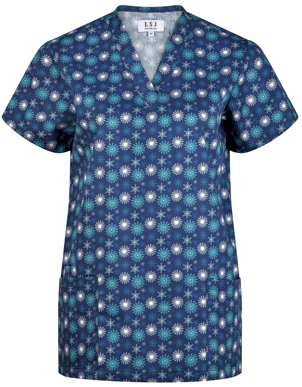 Picture of LSJ Collections Unisex Snowflake Christmas Scrub Top (551-PC-P71)