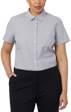 Picture of NNT Uniforms Avignon Stripe Short Sleeve Slim Shirt - Grey/White (CATUK7-GWS)