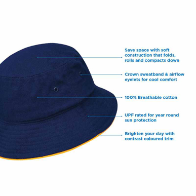 Picture of LW Reid-T4900B-Sturt Cotton Bucket Hat with Trim