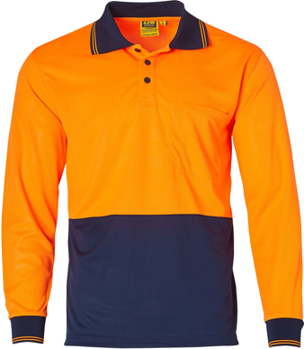 Picture of Australian Industrial Wear -SW05CD-Men's Polyester High Visibility Long Sleeve Polo