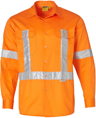Picture of Australian Industrial Wear -SW56-Men's High Visibility Regular Weight Long Sleeve Drill Shirts
