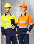 Picture of Australian Industrial Wear -SW83-Unisex Hi Vis Cool-Breeze Safety Long Sleeve Shirt (Segmented Tape)