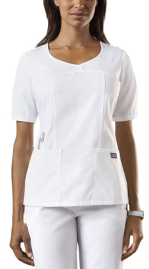 Picture of Cherokee Scrubs-CH-4746-WHT-CLR - Women's 3 Pocket Curved Neck Top - White