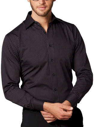 Picture of Winning Spirit Mens Dobby Stripe Long Sleeve Shirt (M7132)
