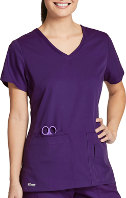 Picture of Grey's Anatomy Womens 4 Pocket V-Neck Top Purple Rain L (GR-41423)