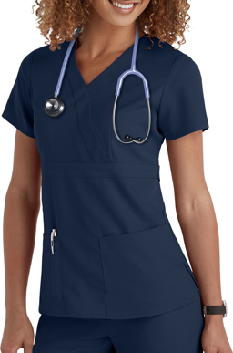 Picture of Grey's Anatomy Womens 3 Pocket Mock Wrap Top Indigo Size L (GR-4153)