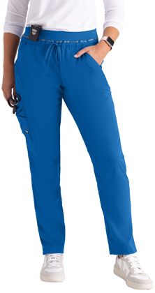 Picture of Grey's Anatomy Womens Spandex Stretch Serena Antimicrobial 7 Pocket Cargo Pants New Royal Size XS(GRSP526)