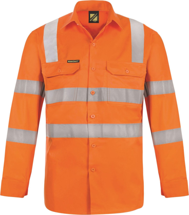Picture of NCC Apparel Mens Lightweight Hi Vis Vented Cotton Drill Shirt With Semi Gusset And Shoulder Pattern CSR Reflective Tape (WS6011)
