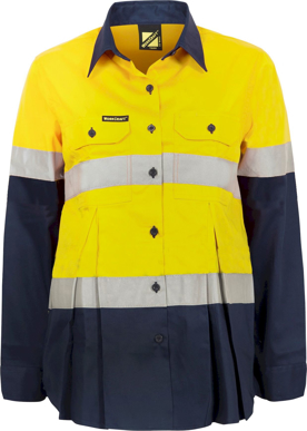 Picture of NCC Apparel Maternity Lightweight Hi Vis Long Sleeve Vented Reflective Cotton Drill Shirt (WSL601)