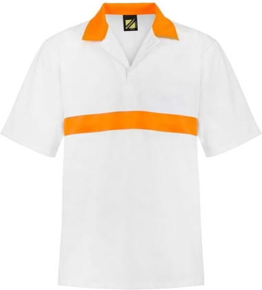 Picture of NCC Apparel Mens Short Sleeve Food Industry Jacshirt With Contrast Collar And Chestband (WS3007)