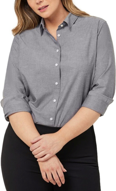 Picture of NNT Uniforms - Womens Cotton Chambray Long Sleeve Shirt - Charcoal (CATUSZ-CHA)