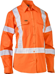 Picture of Bisley Workwear Womens X Taped Biomotion Hi Vis Cool Lightweight Drill Shirt (BL6166XT)