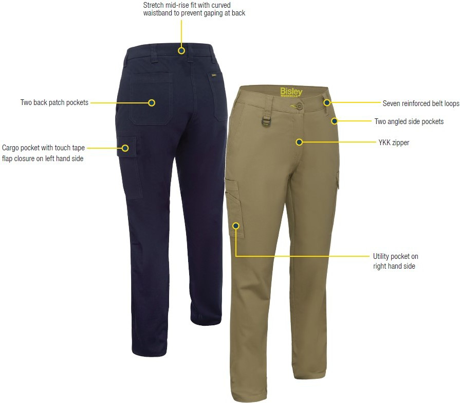 Uniform Australia-Bisley Workwear-BPLC6008-Women's Stretch Cotton Cargo ...