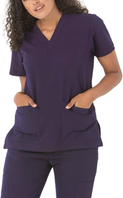 Picture of LSJ Collections Unisex Clinical Stretch Scrub Top (553-PRS-PUR)