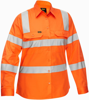 Picture of Bisley Workwear Womens Taped Biomotion Cool Lightweight Hi Vis Shirt (BL6016T)