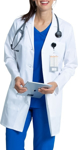Picture of Cherokee Scrubs Womens Project Lab 3 Pocket Mid Length Lab Coat (CH-CK452)
