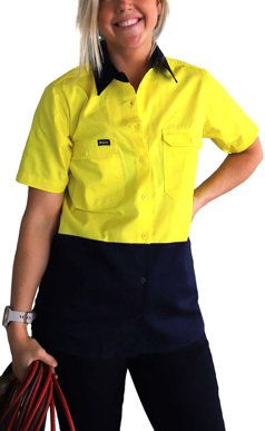 Picture of Bisley Workwear Womens Cool Lightweight Hi Vis Drill Shirt (BL1895)