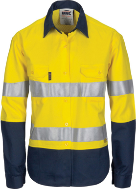 Picture of DNC Workwear Womens Taped Hi Vis 3 Way Cool Breeze Shirt With Gusset Sleeve - 3M Reflective Tape (3749)