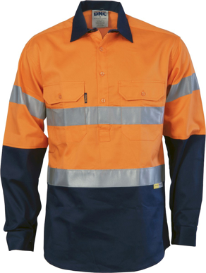 Picture of DNC Workwear Hi Vis Taped Closed Front Cotton Shirt - 3M Reflective Tape (3849)
