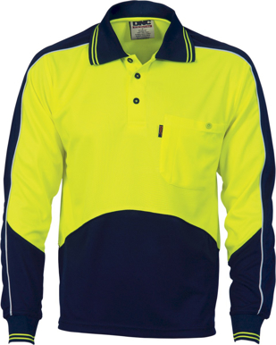 Picture of DNC Workwear Hi Vis Cool Breathe Panel Polo Long Sleeve Shirt (3892)