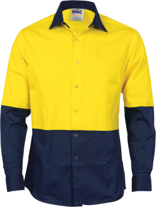 Picture of DNC Workwear Hi Vis Cool Breeze Food Cotton Long Sleeve Shirt (3942)