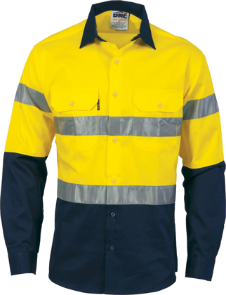 Picture of DNC Workwear Hi Vis Taped Cool Breeze Long Sleeve Shirt - Generic Reflective Tape (3966)