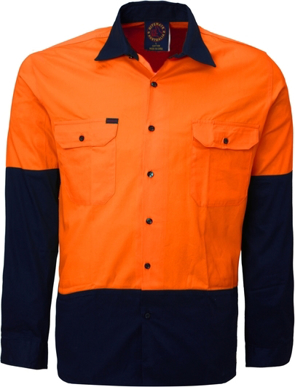 Picture of Ritemate Workwear 2 Tone Open Front Long Sleeve Shirt (RM1050)