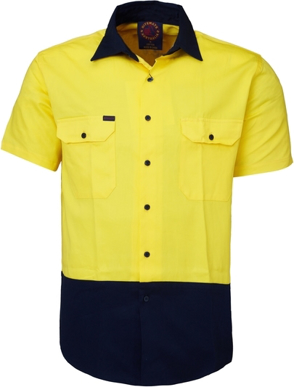 Picture of Ritemate Workwear 2 Tone Open Front Short Sleeve Shirt (RM1050S)