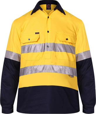 Picture of Ritemate Workwear Taped 2 Tone Closed Front Long Sleeve Shirt (RM105CFR)