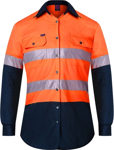 Picture of Ritemate Workwear Womens Taped 2 Tone Vented Lightweight Open Front Long Sleeve Shirt (RM208V2R)