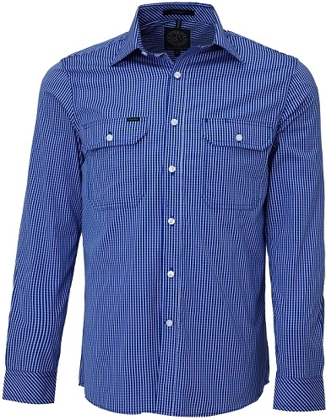 Picture of Ritemate Workwear Pilbara Mens Royal/White Check Long Sleeve Shirt (RMPC009)