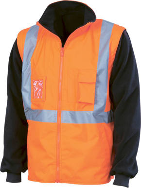 Picture of DNC Workwear Hi Vis Taped “4 In 1” Zip Off Sleeve Reversible Vest - ‘X’ Back With Additional Tape On Tail (3990)
