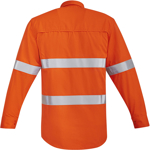 Picture of Syzmik Mens Orange Hoop Taped Flame Hi Vis Open Front Shirt (ZW145)
