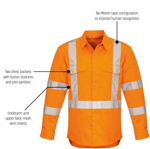 Picture of Syzmik Mens Hi Vis X Back Taped Long Sleeve Shirt (ZW690)