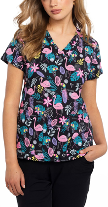 Picture of Cherokee Uniforms Tropic Squad Printed Scrub Top (MC8564 TRSQ)