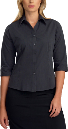 Picture of John Kevin Womens Dark Stripe 3/4 Sleeve Shirt (136 Charcoal)