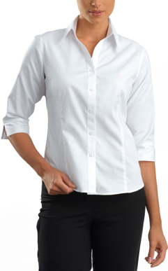 Picture of John Kevin Womens Pinpoint Oxford 3/4 Sleeve Shirt (300 White)