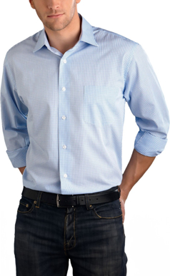 Picture of John Kevin Mens Mini Check Long Sleeve Shirt (424 Blue)