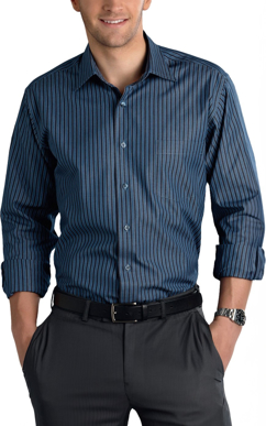 Picture of John Kevin Mens Bold Stripe Long Sleeve Shirt (442 Slate)