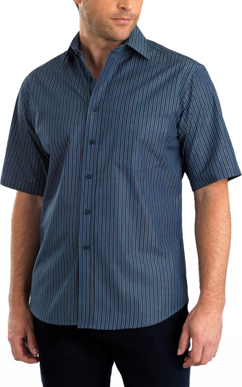 Picture of John Kevin Mens Bold Stripe Short Sleeve Shirt (443 Slate)